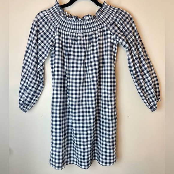Abercrombie & Fitch Gingham Off The Shoulder Navy White Mini Dress Size XS - Picture 1 of 13
